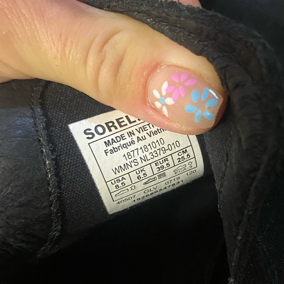 Sorel booties black nubuck leather size 8.5 women’s - Picture 4 of 6